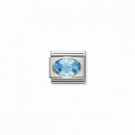 Nomination Gold Oval Light Blue CZ Stone Composable Charm